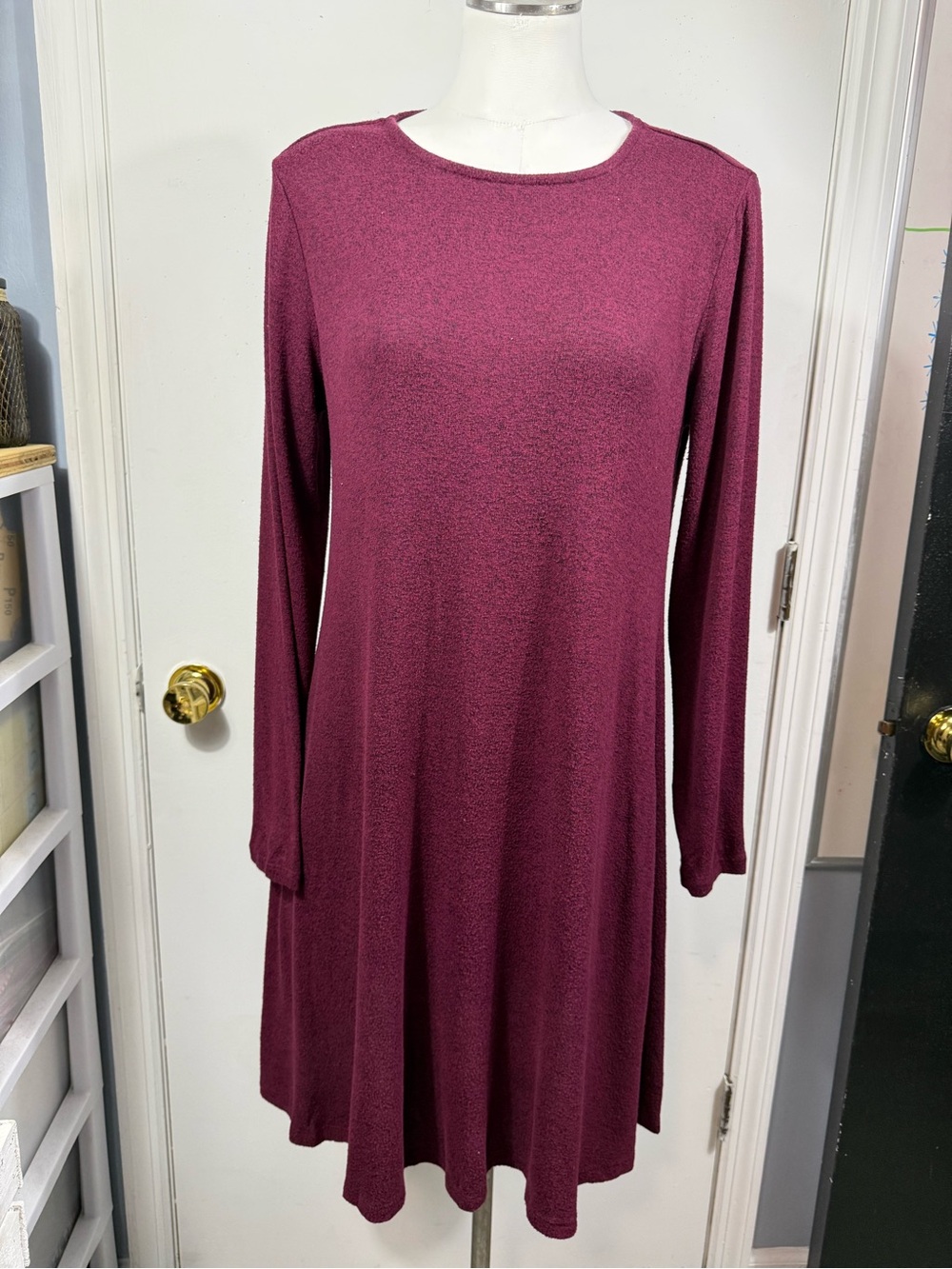 Old Navy burgundy long-sleeve A-line dress.